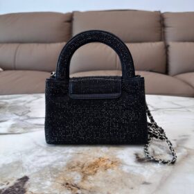Mini Einkaufstasche Strass Schwarz/Gold 19 cm