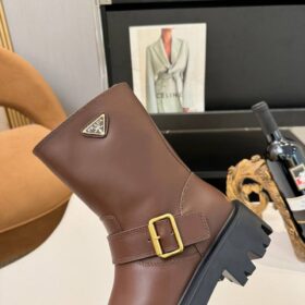 Leder-Bikerstiefel Braun