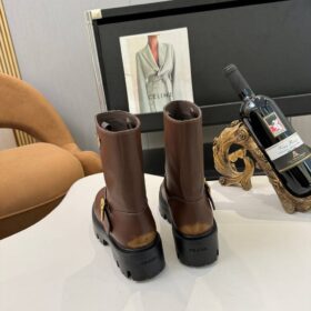Leder-Bikerstiefel Braun