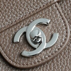 Maxi Klapptasche Dunkelbraun/Silber 38 cm