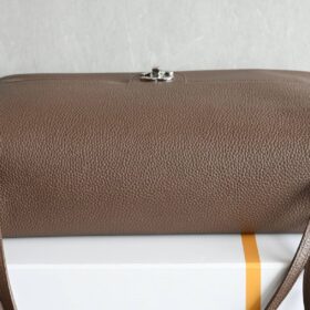 Maxi Klapptasche Dunkelbraun/Silber 38 cm
