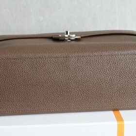 Maxi Klapptasche Dunkelbraun/Silber 38 cm