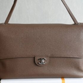 Maxi Klapptasche Dunkelbraun/Silber 38 cm