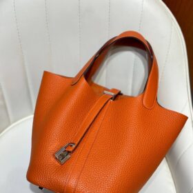 Picotin Lock Togo Orange/Silber 18 cm