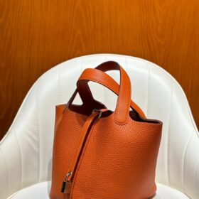 Picotin Lock Togo Orange/Silber 18 cm