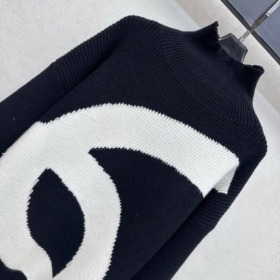 Pullover aus Wolle und Kaschmir Schwarz/Ecru