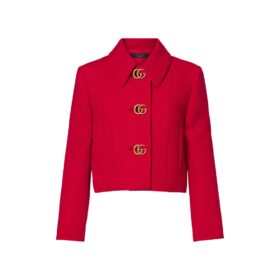 Cropped-Jacke Double G aus Woll-Crêpe Rot