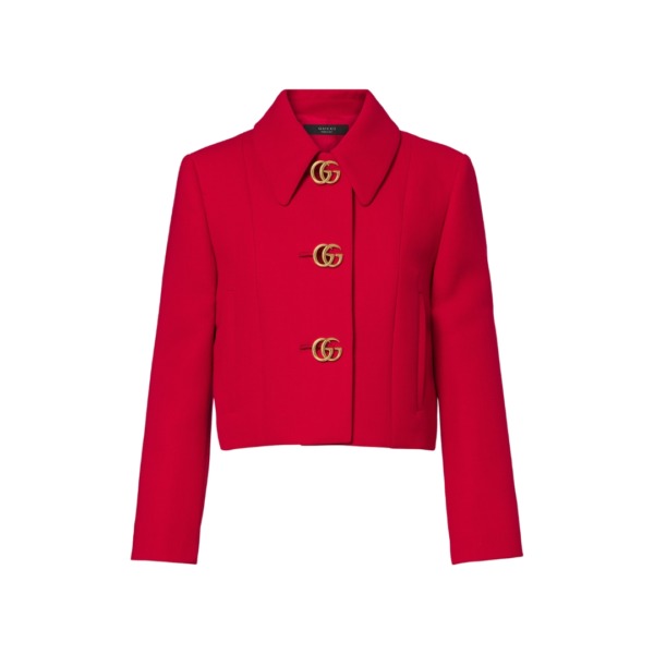 Cropped-Jacke Double G aus Woll-Crêpe Rot