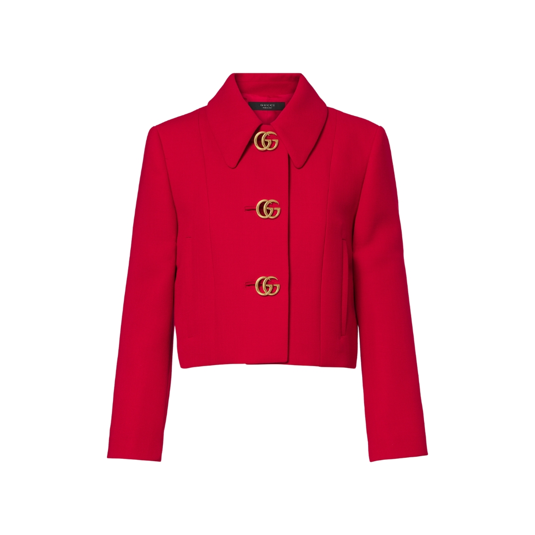 Cropped-Jacke Double G aus Woll-Crêpe Rot