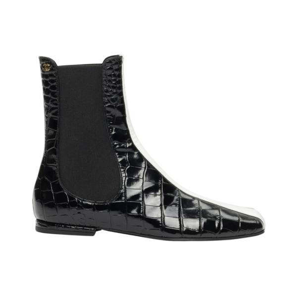 Calfskin Patent Leather Schwarz/Weiß