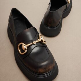 Leather Horsebit Schwarz