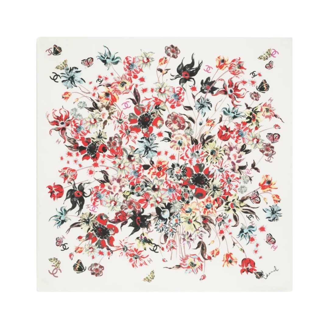 Silk Twill Weiß/Mehrfarbig
