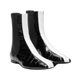 Calfskin Patent Leather Schwarz/Weiß