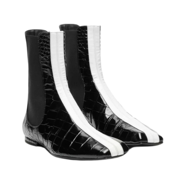 Calfskin Patent Leather Schwarz/Weiß
