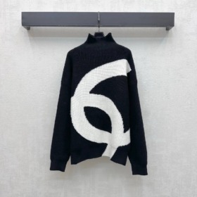 Pullover aus Wolle und Kaschmir Schwarz/Ecru