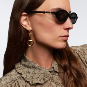 Runde Sonnenbrille Horsebit Schwarz