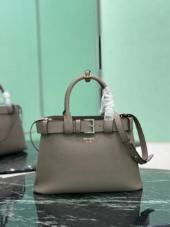 Große Buckle-Tote-Bag Grau 32 cm