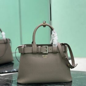 Große Buckle-Tote-Bag Grau 32 cm