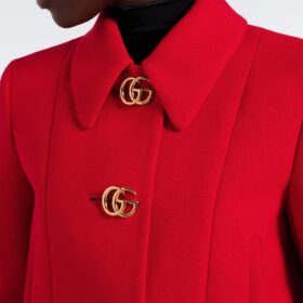 Cropped-Jacke Double G aus Woll-Crêpe Rot