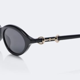 Runde Sonnenbrille Horsebit Schwarz