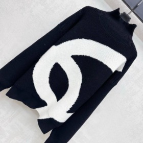 Pullover aus Wolle und Kaschmir Schwarz/Ecru