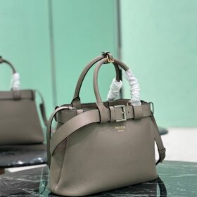 Große Buckle-Tote-Bag Grau 32 cm