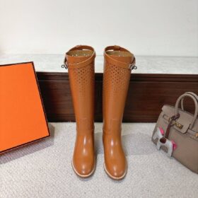 Jumping Leder-Langstiefel in Braun