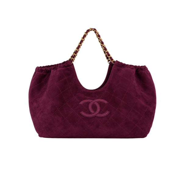 Suede Quilted Neo Cabas Shopper-Tasche in Bordeaux 44.5 cm