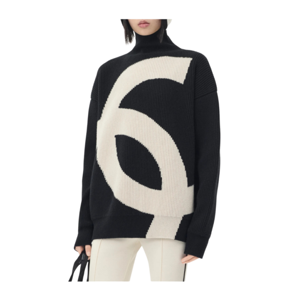 Pullover aus Wolle und Kaschmir Schwarz/Ecru