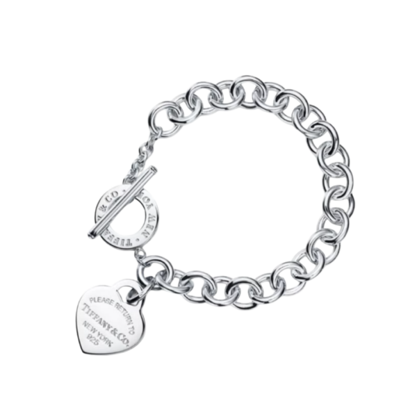 Herzanhänger-Armband mit Knebelverschluss in Silber
