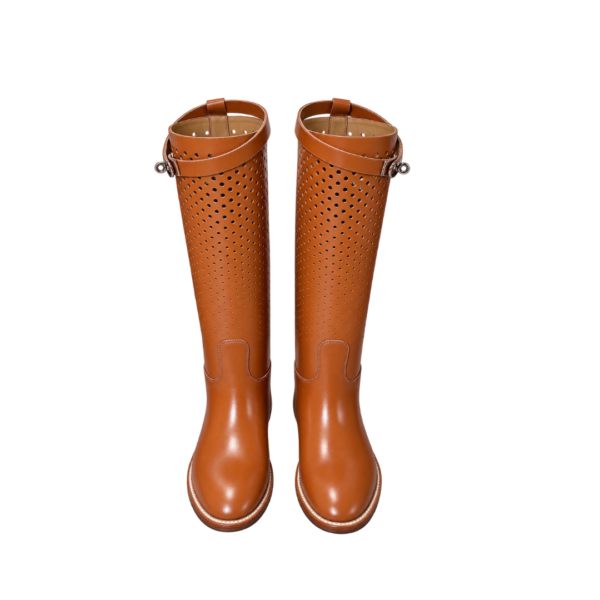 Jumping Leder-Langstiefel in Braun