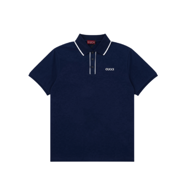Besticktes Baumwollmischgewebe Marineblau