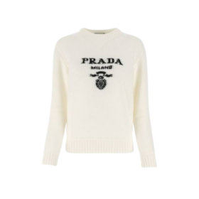 Elfenbeinweißer Pullover mit Rundhalsausschnitt