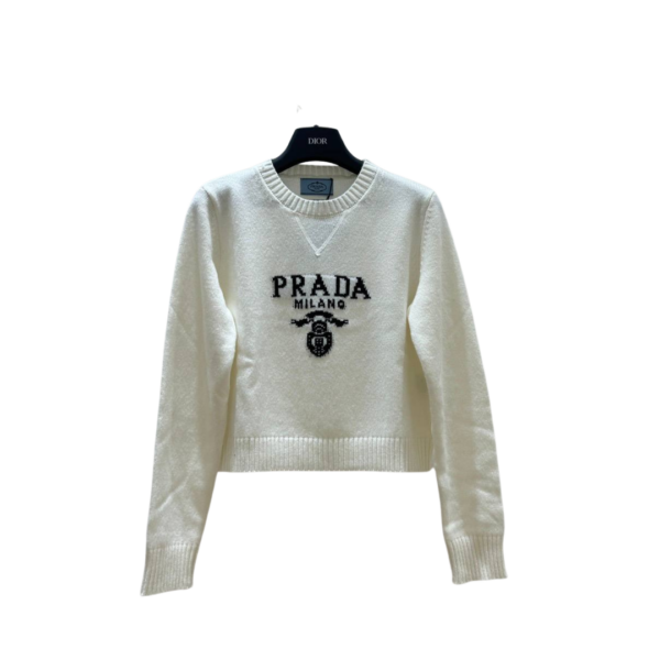 Elfenbeinweißer Bauchfreier Pullover