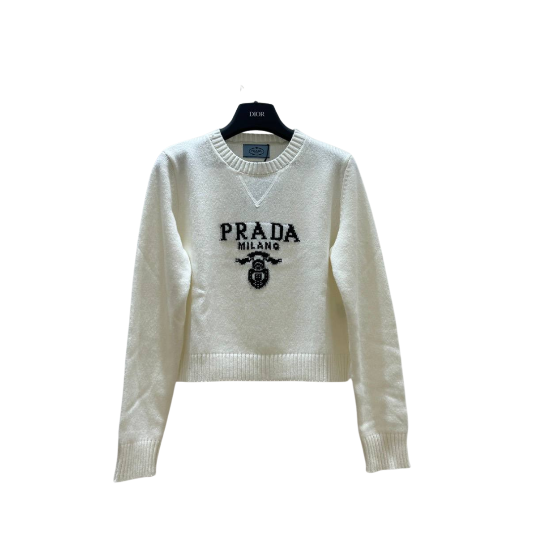 Elfenbeinweißer Bauchfreier Pullover