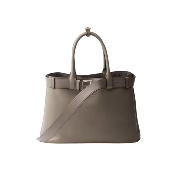 Große Buckle-Tote-Bag Grau 32 cm