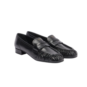 Leather Penny Loafers Schwarz