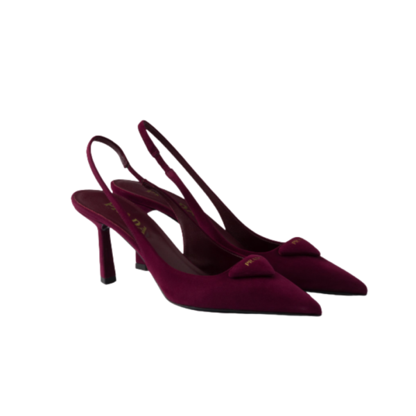 Slingback-Pumps aus Wildleder Burgunderrot
