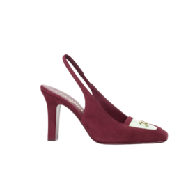 Slingbacks Wildleder und Kalbslackleder Dunkles Burgunderrot  9 mm