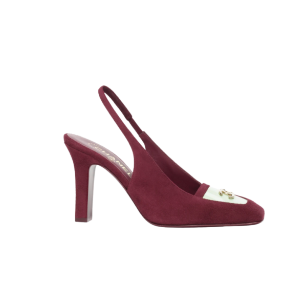 Slingbacks Wildleder und Kalbslackleder Dunkles Burgunderrot  9 mm