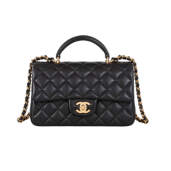 Flap Top Handle Mini Schwarz/Gold 20 cm