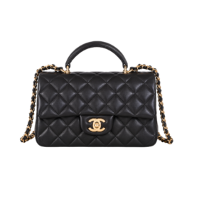 Flap Top Handle Mini Schwarz/Gold 20 cm