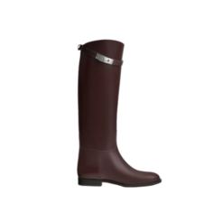 Jumping Stiefel Leder Dunkelbraun / Silber