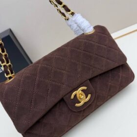 Dunkelbraune Tasche Gold 25 cm