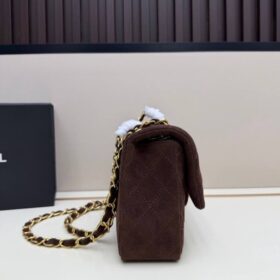 Dunkelbraune Tasche Gold 25 cm