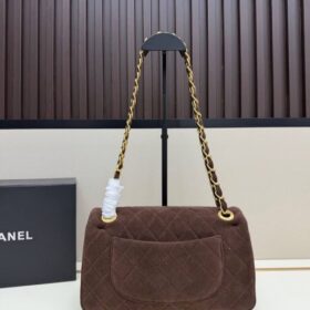 Dunkelbraune Tasche Gold 25 cm