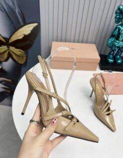 Slingback-Pumps mit Schnalle Hellbraun