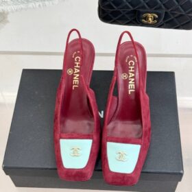 Slingbacks Wildleder und Kalbslackleder Dunkles Burgunderrot  9 mm