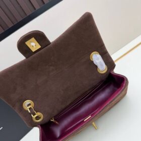 Dunkelbraune Tasche Gold 25 cm