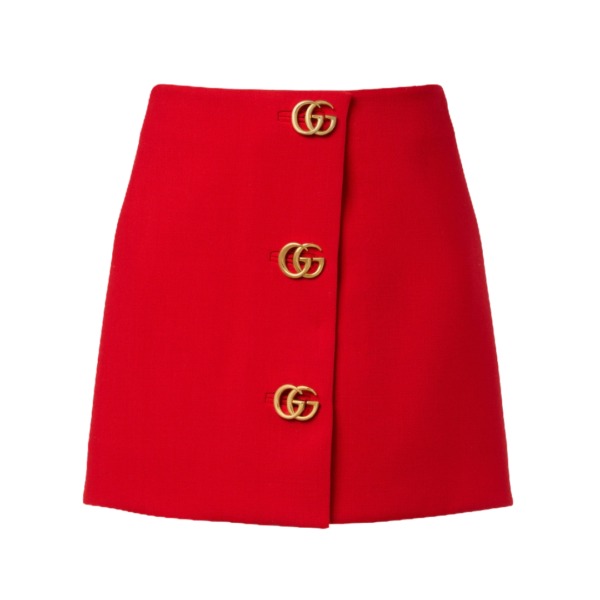 Minirock Double G aus Woll-Crêpe Rot